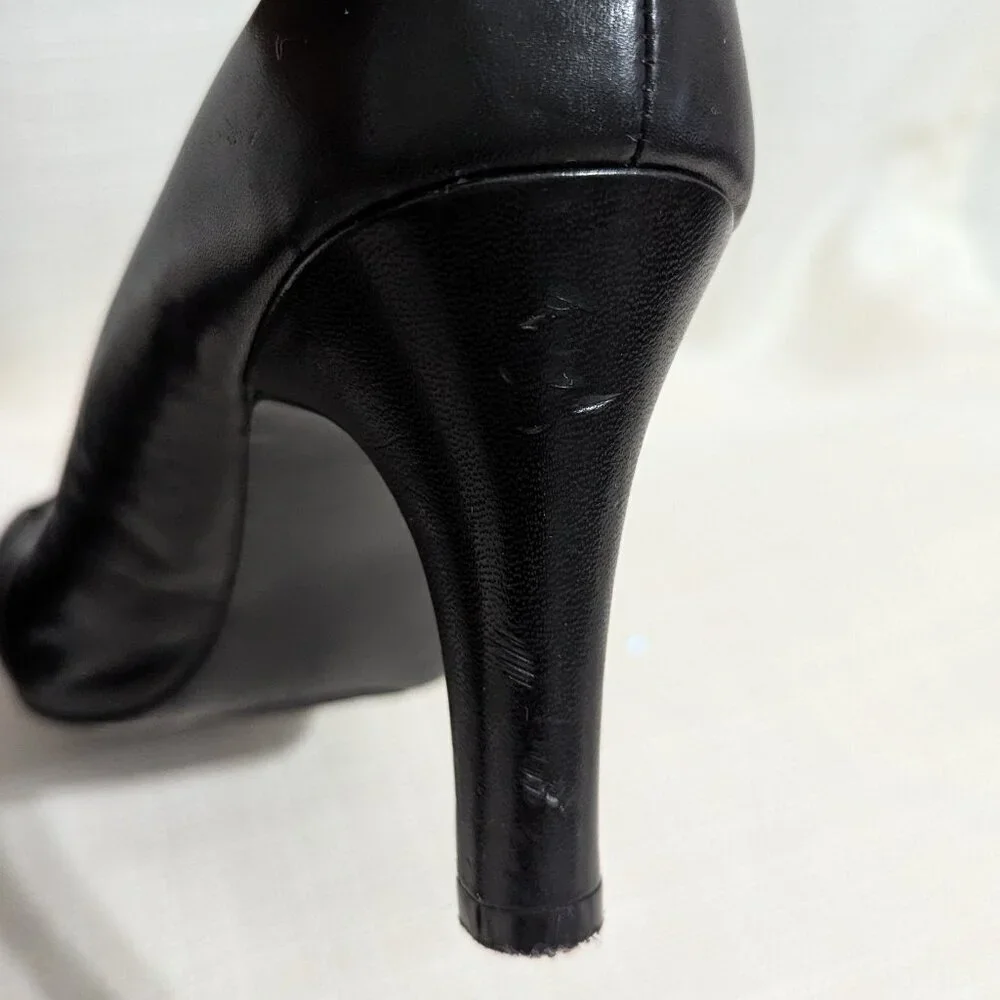 4/$20 Apt.9 Boutique Black Wide Leather Pumps 10W Black Corporate Career office